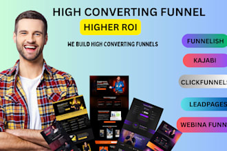 build sales funnels in clickfunnels, systeme io, gohighlevel, funnelish,