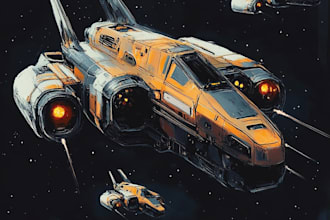 create a spaceship, sci fi illustration