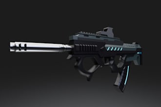 design realistic 3d game weapon,3d gun model,3d gun design,sci fi gun,cgi