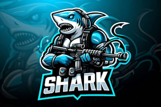do shark esport gaming mascot logo design