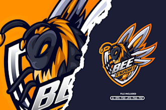 make cartoon bee wearing hat character mascot logo