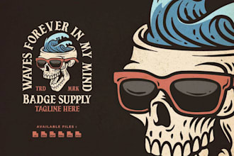 do beach skull summer shark vintage logo