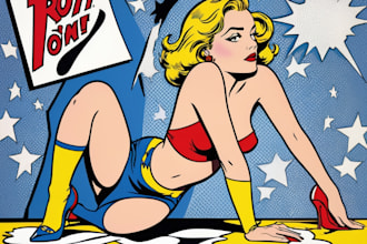 draw a retro pop art roy lichtenstein style