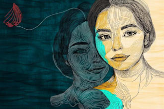 make scribble art, abstract line portrait
