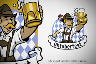 create brewing vintage oktoberfest pub beer festival logo