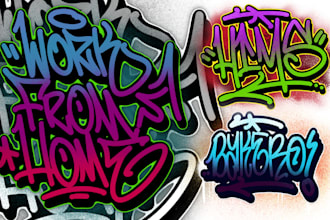 create edgy graffiti tagging logo design by your request