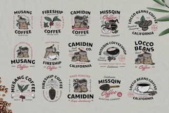 create coffee shop vintage badges logo