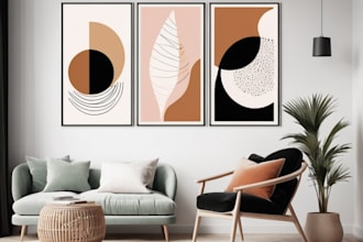 design printable abstract minimal boho wall art or poster