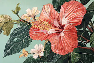 draw botanical illustrations of flowers, plants, fruits
