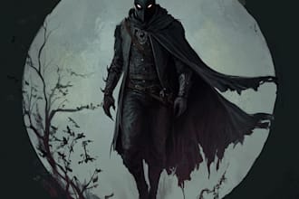 make a famous horror character design and oc game art illustration