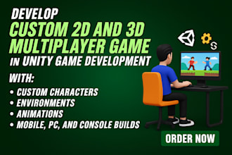 develop custom 2d and 3d multiplayer game in unity game development