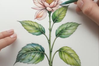 draw beautiful botanic flower floral watercolor illustration
