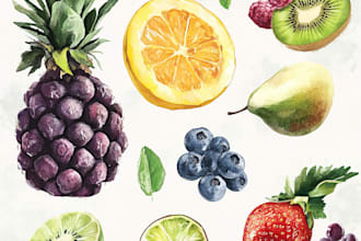 illustrate fruit, plant, or anything in digital watercolor
