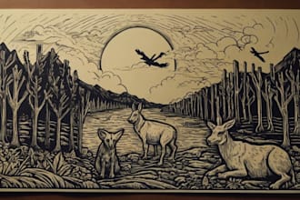 create a linocut illustration