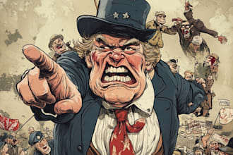 create political caricature and cartoon in unique style