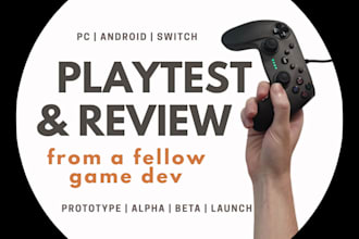 playtest and review your video game or prototype
