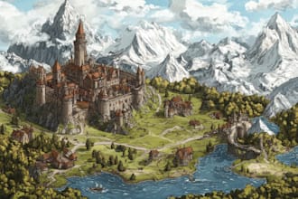 make fantasy map design and fantasy city for you