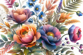 create watercolor botanical pictures of flowers