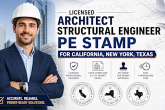 license archhitect structural engineer pe stamp for california, new york, texas