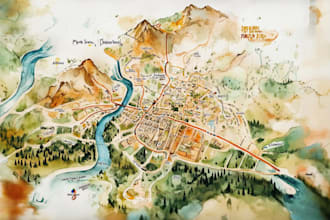 create a custom wedding map watercolor style
