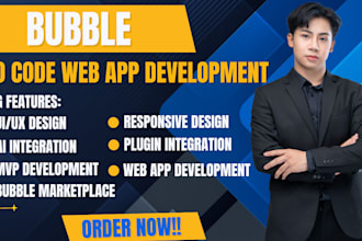 develop bubble mvp saas app adalo marketplace website chatgpt ai api flutterflow