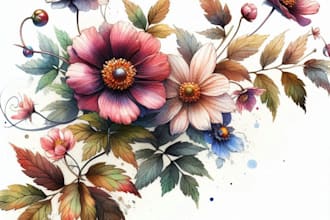paint watercolor flowers and botanical illustrations