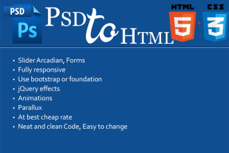 convert psd to html with responsive