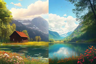 paint landscapes and nature in realistic style