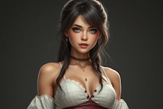 draw a beautiful realistic portrait, character, icon