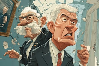 create a political or satirical cartoon in unique style