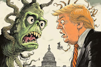 create political and editorial cartoons in unique style
