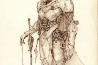 paint a sci fi art , sci fi character and concept art