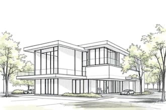 draw an architectural sketch for commercial use