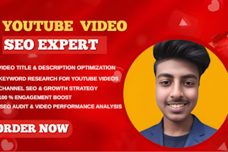 professional youtube SEO expert organic video  channel growth promotion