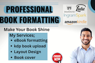 do kindle ebook formatting, paperback formatting, amazon KDP publishing lulu