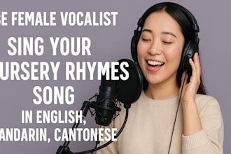 be female vocalist, sing your nursery rhymes song in english, mandarin,cantonese