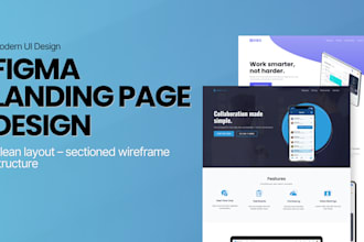 design a modern landing page UI in figma using structured wireframe sections