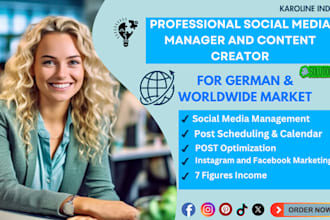 be your german social media manager content creator,instagram marketing,facebook