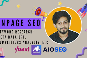 do wordpress onpage SEO optimization, website ranking, keyword research