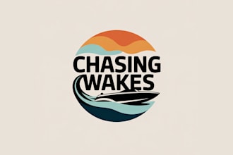design chasing wakes boat logo