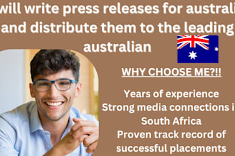 write press releases for australia and distribute them to the leading australian