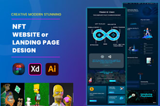 do nft website design, nft marketplace and nft minting landing page UI UX