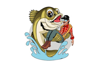 design unique fish holding man logo