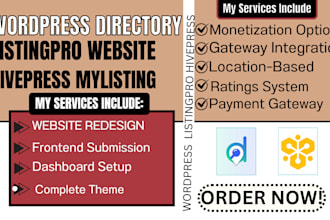 design wordpress geodirectory website listingpro hivepress mylisting directorist