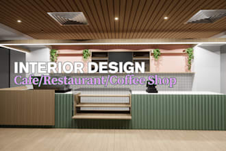 design a cafe interior and 3d rendering via enscape