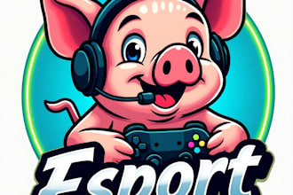 design high quality pig esport mascot logo for your business