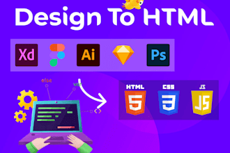 convert figma to html, xd to html, psd to HTML responsive bootstrap