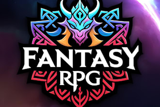 design medieval fantasy game, rpg, mmo game logo