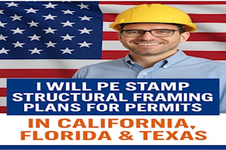 pe stamp structural framing plans for permits in california, florida and texas