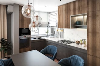 design studio apartment, tiny house interior,office exterior render,villa render